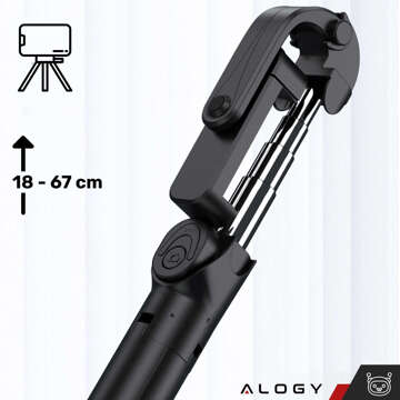 Selfie stick tripod Tripod phone holder Alogy Tripod selfie stick Bluetooth 360 remote control Black