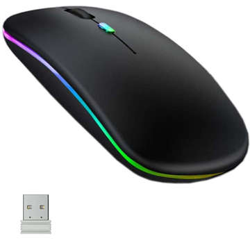 Silent Mouse slim wireless mouse Alogy LED RGB backlit for laptop tablet Black