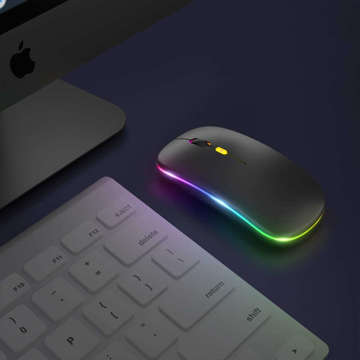 Silent Mouse slim wireless mouse Alogy LED RGB backlit for laptop tablet Black