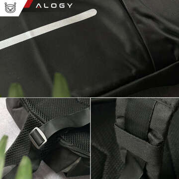 Single-shoulder backpack for men, women, school, youth, urban, small, Black Alogy, with USB, anti-theft