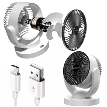 Small Fan Mini Desk Fan Portable Wireless Silent White