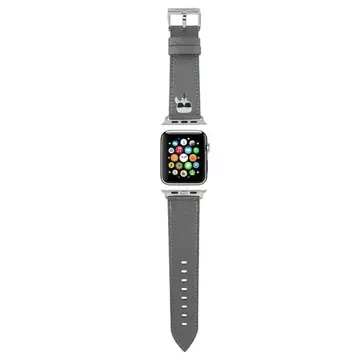 Smartwatch strap Karl Lagerfeld KLAWLOKHG for Apple Watch 42/44/45mm silver/silver strap Saffiano Karl Heads