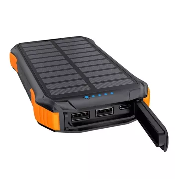 Solar power bank with inductive charging Choetech B659 2x USB 10000mAh Qi 5W (black and orange)