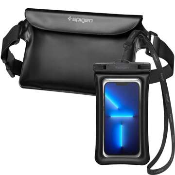 Spigen A621 IPX8 waterproof case for phone universal watertight waist bag pouch Black