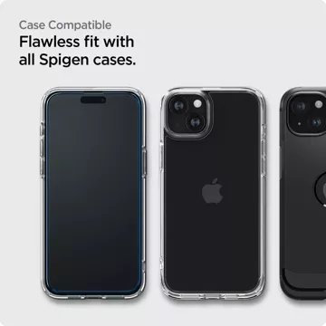 Spigen Alm Glass FC 2-Pack tempered glass for Apple iPhone 15 Plus Black