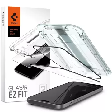 Spigen Glas.tR "EZ Fit" FC 2-Pack tempered glass for iPhone 15 Black