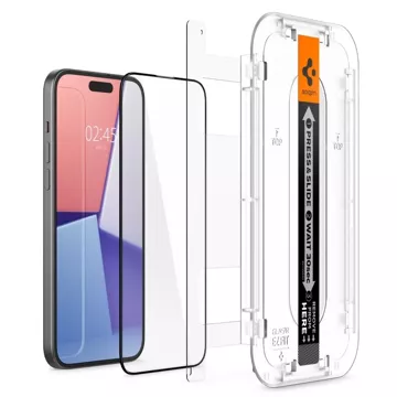 Spigen Glas.tR "EZ Fit" FC 2-Pack tempered glass for iPhone 15 Black