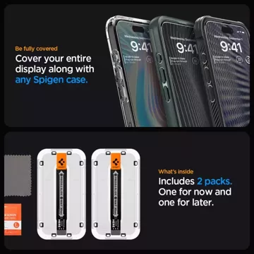 Spigen Glas.tR "Ez Fit" FC 2-pack tempered glass for Apple iPhone 15 Pro Max Black