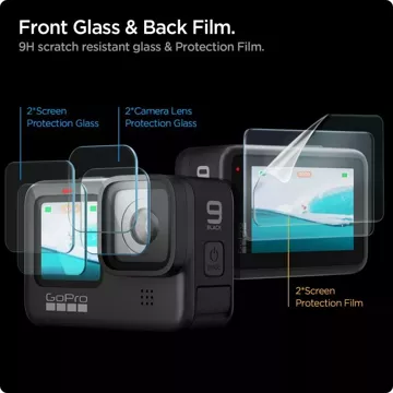 Spigen Glas.tR Slim Film Tempered Glass 2-set for GoPro Hero 9 / 10 / 11 / 12 Clear