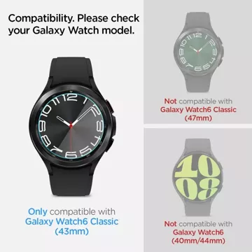 Spigen Glas.tr ”EZ-Fit” Tempered Glass 2-Pack for Samsung Galaxy Watch 6 Classic (43mm) Clear