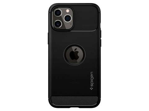 Spigen Rugged Armor Case for Apple iPhone 12/ 12 Pro 6.1 Matte Black Glass Alogy