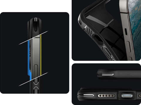 Spigen Rugged Armor case for Apple iPhone 13 Matte Black Glass