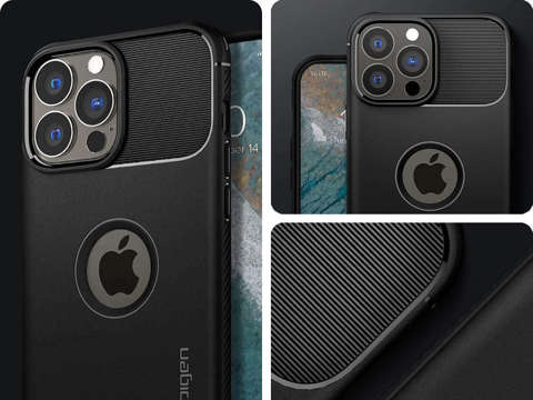 Spigen Rugged Armor case for Apple iPhone 13 Pro Matte Black Glass