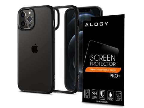 Spigen Ultra Hybrid Case for Apple iPhone 12/ 12 Pro 6.1 Matte Black Glass Alogy