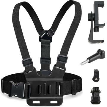 Sports harness Alogy Chest chest holder for camera, GoPro cameras, universal phone Black