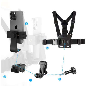 Sports harness Alogy Chest chest holder for camera, GoPro cameras, universal phone Black