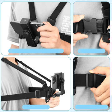 Sports harness Alogy Chest chest holder for camera, GoPro cameras, universal phone Black