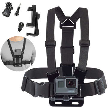 Sports harness Alogy Chest chest holder for camera, GoPro cameras, universal phone Black