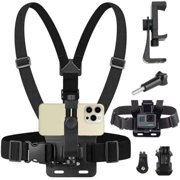 Sports harness Alogy Chest chest holder for camera, GoPro cameras, universal phone Black