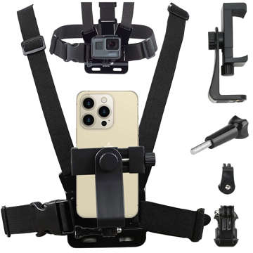 Sports harness Alogy Chest chest holder for camera, GoPro cameras, universal phone Black