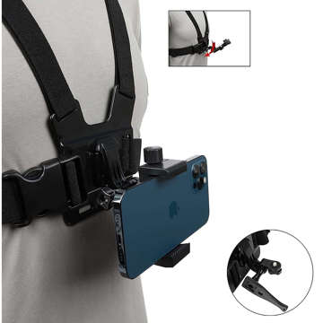 Sports harness Alogy Chest chest holder for camera, GoPro cameras, universal phone Black