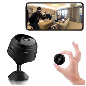 Spy camera Hidden detection Discreet mini webcam with data transmission WiFi Full HD IP black