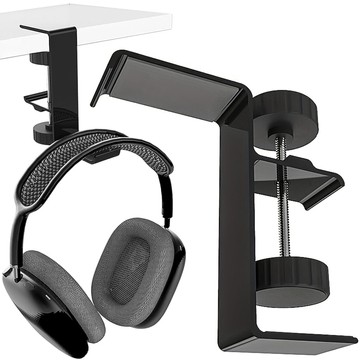 Stand Headphone bag holder, aluminum, desk, adjustable, desk stand, hanger, hook, Black