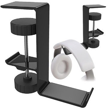 Stand Headphone bag holder, aluminum, desk, adjustable, desk stand, hanger, hook, Black