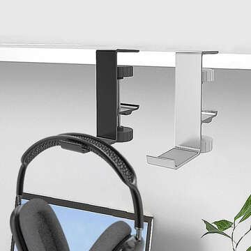 Stand Headphone bag holder, aluminum, desk, adjustable, desk stand, hanger, hook, Black