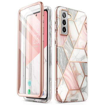 Supcase Cosmo Samsung Galaxy S21 FE Marble Pink Screen Protector Case