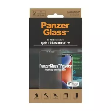 Szkło PanzerGlass Ultra-Wide Fit do iPhone 14 / 13 Pro / 13 6,1" Privacy Screen Protection Antibacterial P2771