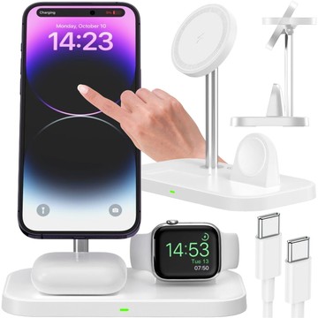 TECH-PROTECT QI15W-A22 3IN1 MAGNETIC MAGSAFE WIRELESS CHARGER WHITE