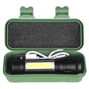 Tactical flashlight Mini classic light 9cm LED COB T6 with adjustable Zoom pocket black