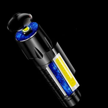 Tactical flashlight Mini classic light 9cm LED COB T6 with adjustable Zoom pocket black