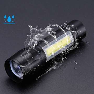 Tactical flashlight Mini classic light 9cm LED COB T6 with adjustable Zoom pocket black