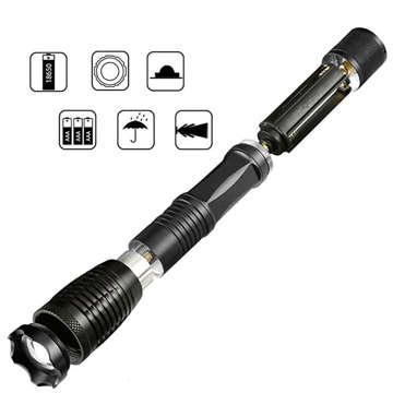 Tactical flashlight with LED CREE-XML-T6 ZOOM 800m Strong lamp, charger, bicycle holder