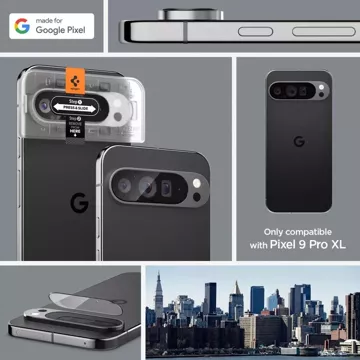 Tempered Glass Camera Cover Spigen Optik.Tr "EZ Fit" Camera Protector 2-Pack for Google Pixel 9 Pro XL Crystal Clear