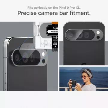 Tempered Glass Camera Cover Spigen Optik.Tr "EZ Fit" Camera Protector 2-Pack for Google Pixel 9 Pro XL Crystal Clear