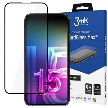 Tempered glass for Apple iPhone 15 Pro Max 3mk HardGlass Max screen protector Black