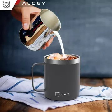 Thermal mug 420ml with handle lid for coffee tea steel cold and warm drinks Alogy navy blue