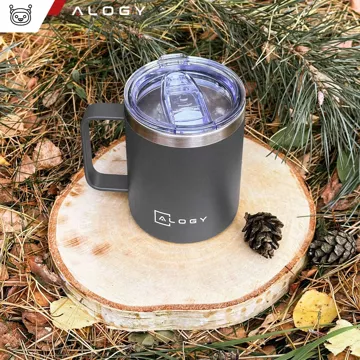 Thermal mug 420ml with handle lid for coffee tea steel cold and warm drinks Alogy navy blue