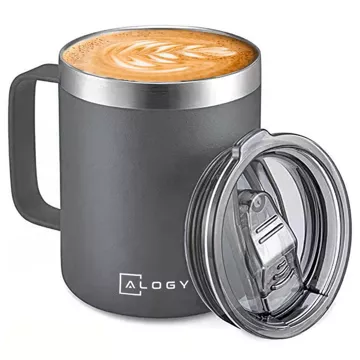 Thermal mug 420ml with handle lid for coffee tea steel cold and warm drinks Alogy navy blue