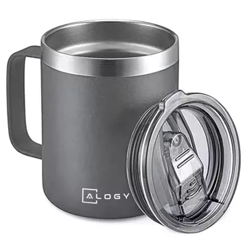 Thermal mug 420ml with handle lid for coffee tea steel cold and warm drinks Alogy navy blue