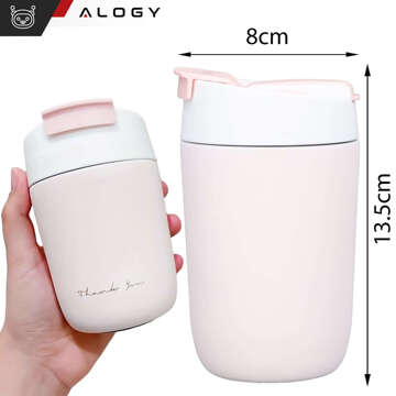 Thermal mug thermos with a spout and a straw for coffee, yerba mate tea, 360ml, vacuum bottle Alogy Steel Pink