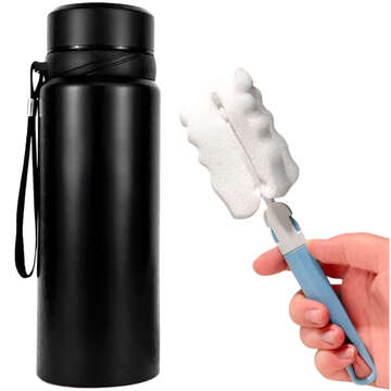 Thermos bottle thermal bottle 1l for coffee yerba mate tea with infuser strainer large Alogy steel black Washing brush