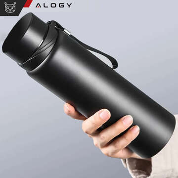 Thermos bottle thermal bottle 1l for coffee yerba mate tea with infuser strainer large Alogy steel black Washing brush