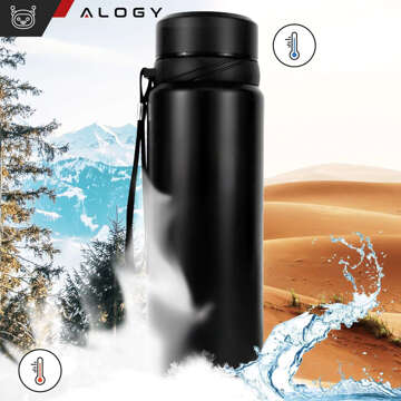 Thermos bottle thermal bottle 1l for coffee yerba mate tea with infuser strainer large Alogy steel black Washing brush