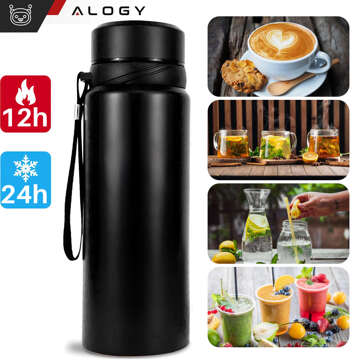 Thermos bottle thermal bottle 1l for coffee yerba mate tea with infuser strainer large Alogy steel black Washing brush