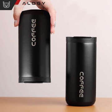 Thermos thermal mug bottle water bottle 400ml for coffee tea yerba mate Alogy Steel Black