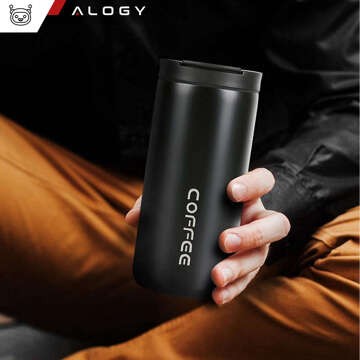 Thermos thermal mug bottle water bottle 400ml for coffee tea yerba mate Alogy Steel Black